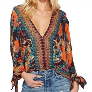 Bohemian Multicolor V-Neck Women's Top